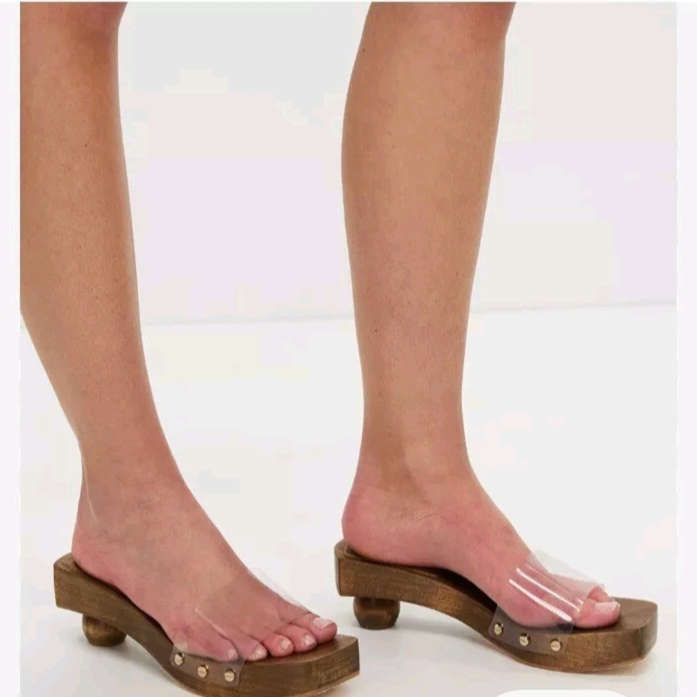 Cult Gaia Strap Wooden Platform Sandals